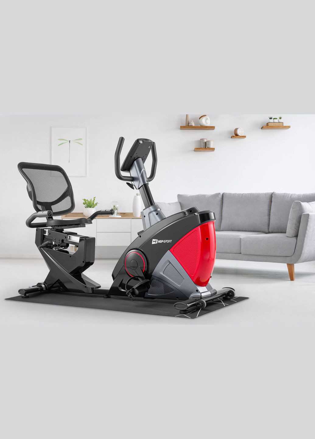 Горизонтальный велотренажер HS-070L Helix красный iConsole+ Hop-Sport (301538861)