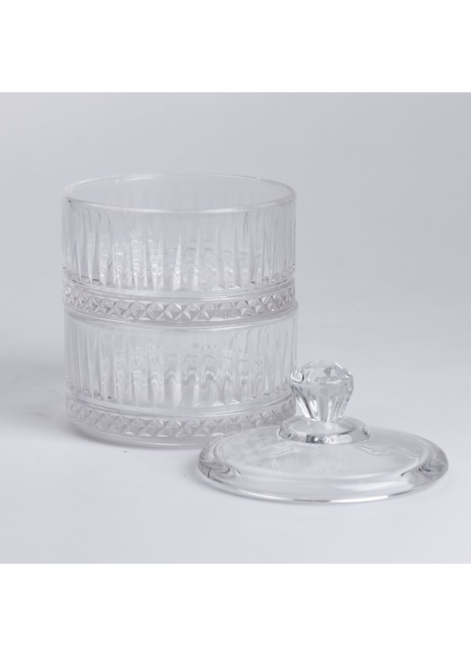 Цукерниця скляна дворівнева Ø 10 см кругла Yiwu (360456756)