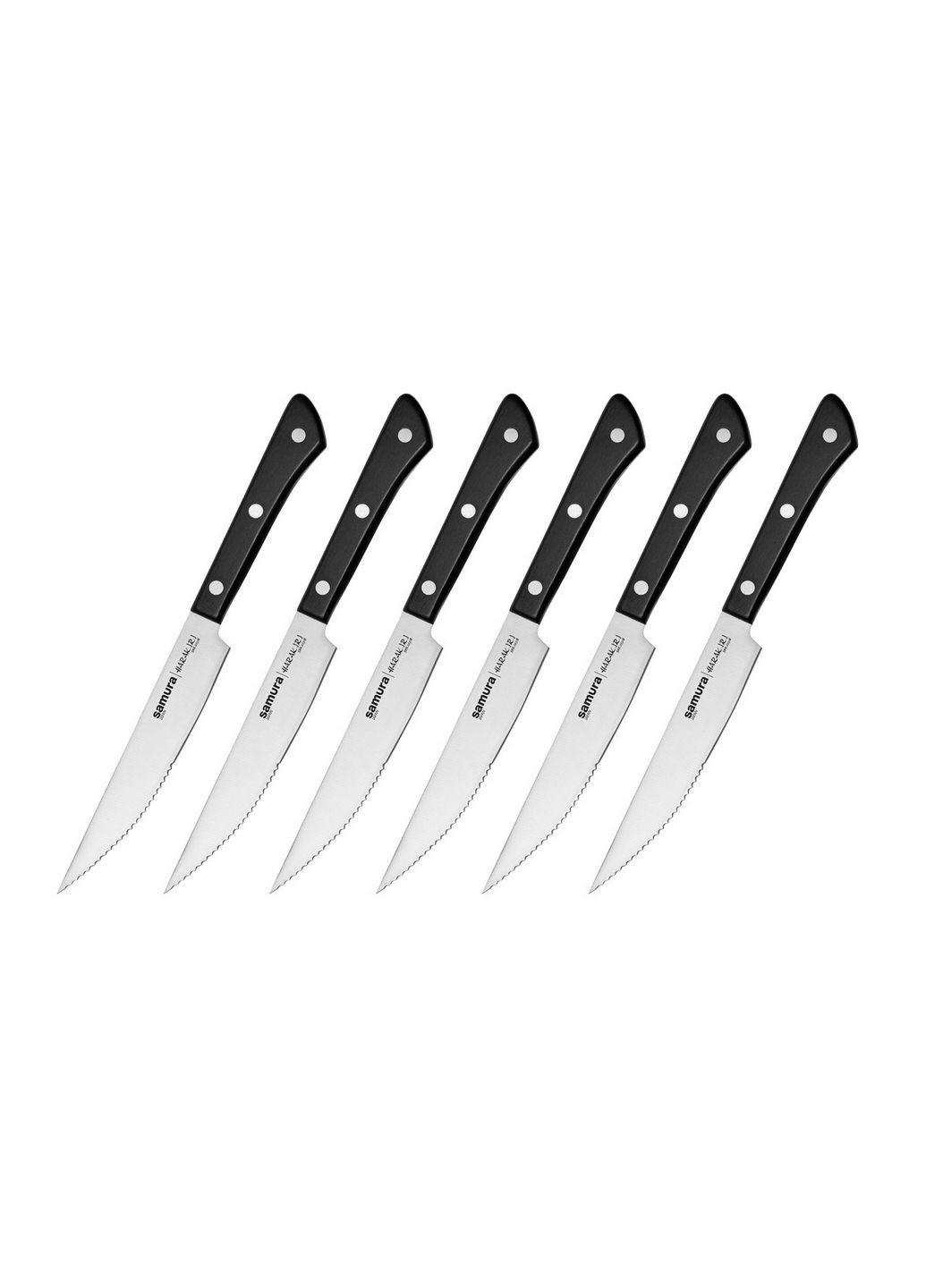 Набір із 6 кухонних стейкових ножів Harakiri Samura сірий,