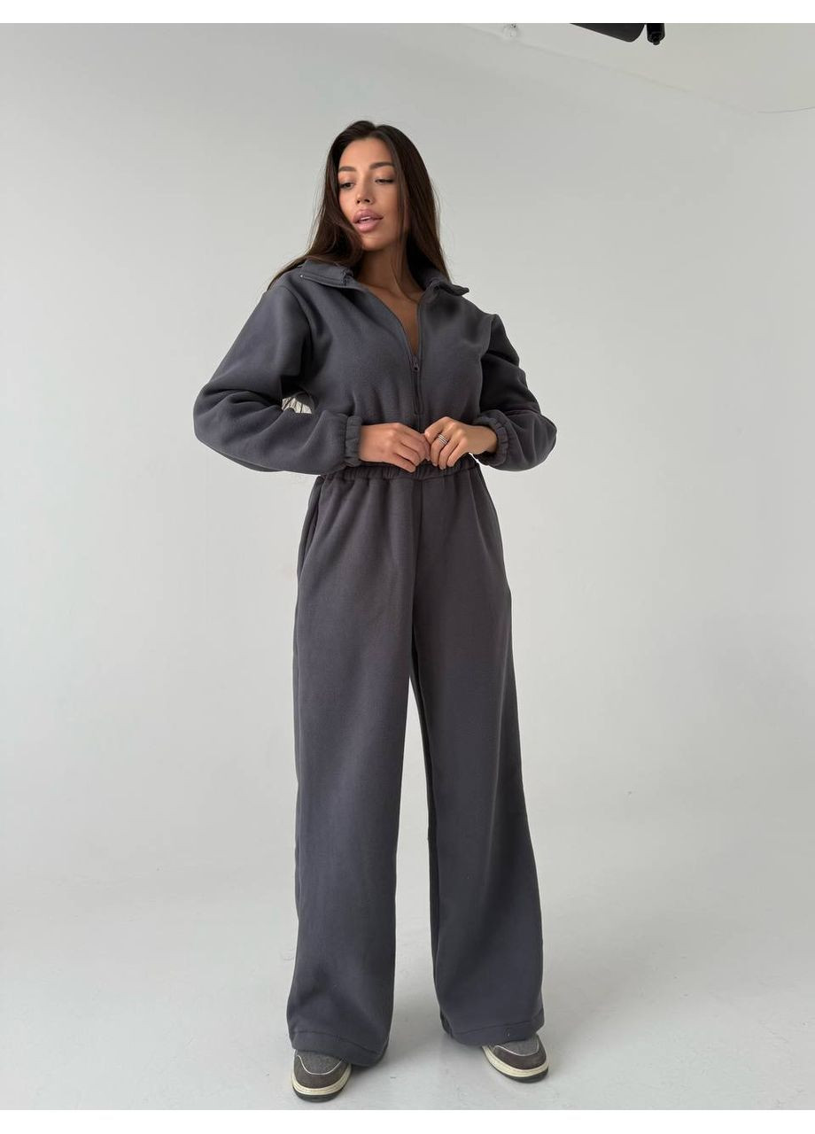 Комбінезон стильний двосторонній фліс,блискавка на грудях Україна графітовий