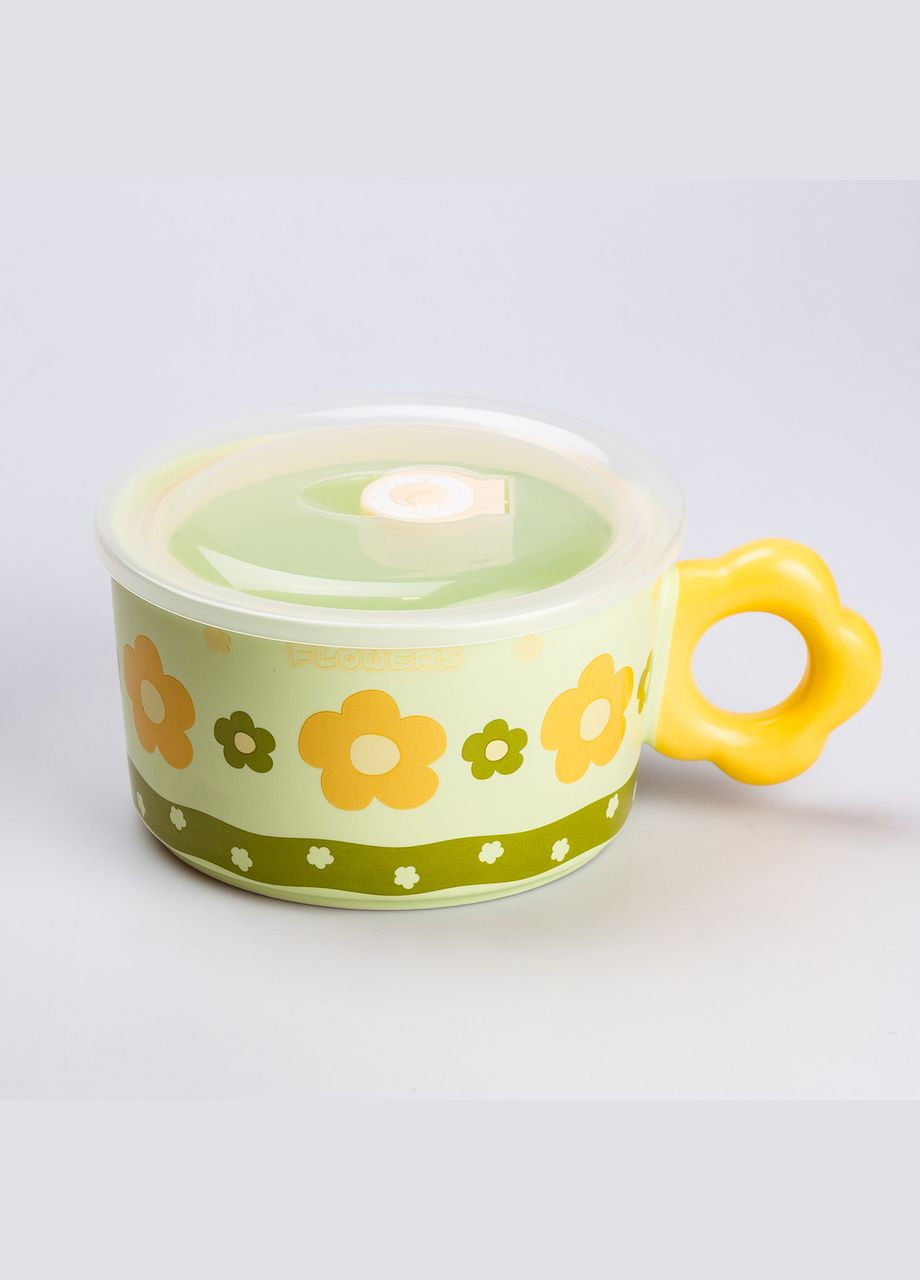 Миска для локшини керамічна 750 мл із кришкою Зелена TS Kitchen (315636467)