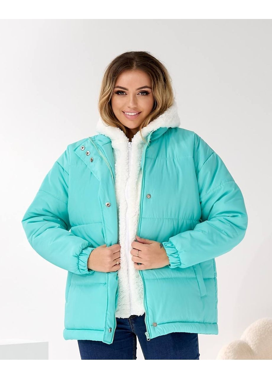 Мятная зимняя куртка зима с тканевым капюшоном Nositi 4083-15w
