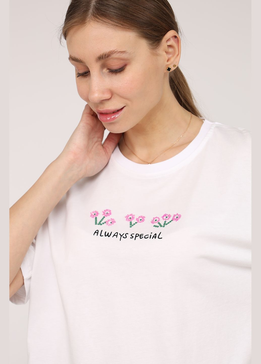 Футболка з коротким рукавом жіноча колір білий ЦБ-00275581 Divon - (327215236)