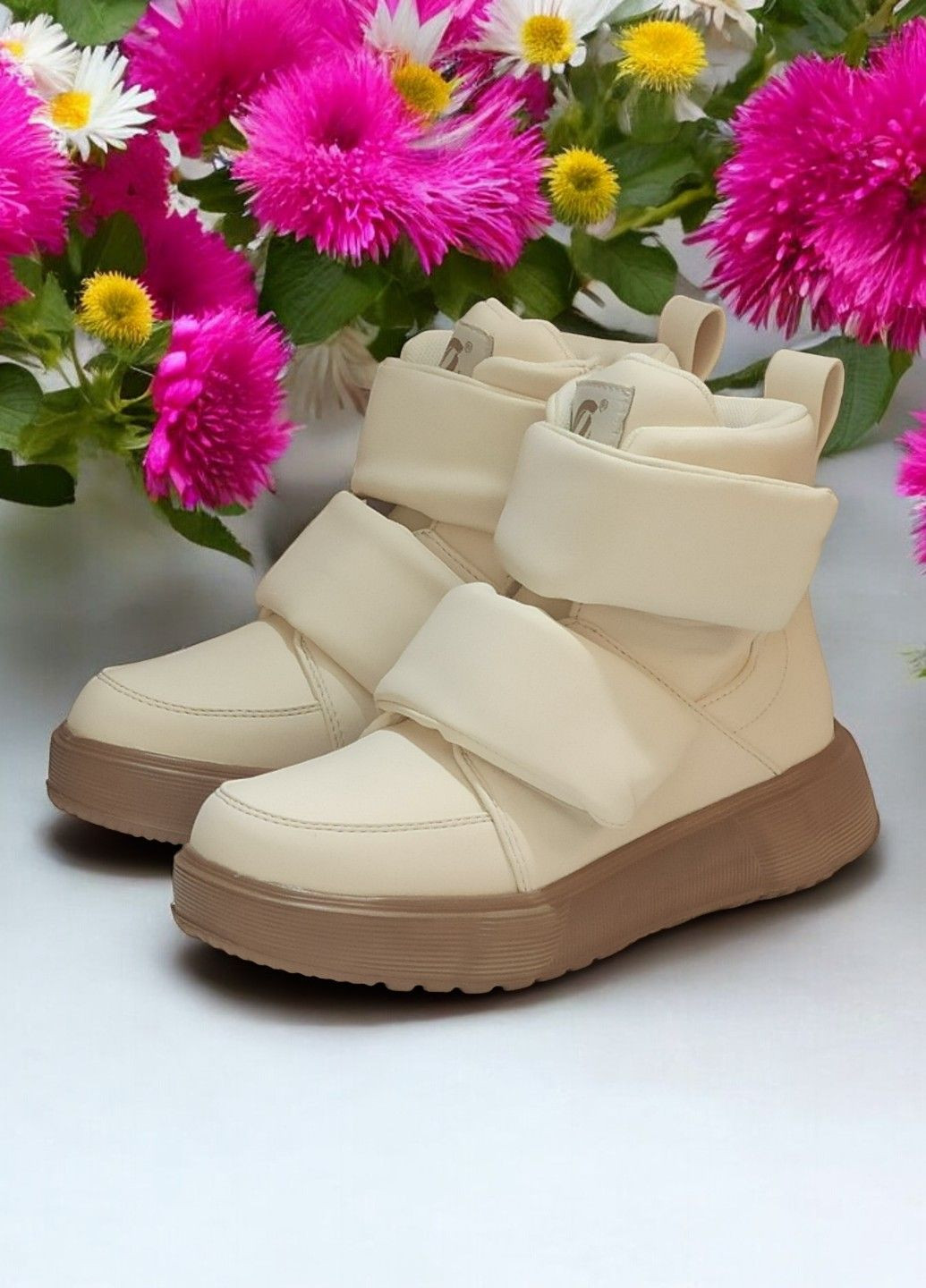 Демісезонні черевики хайтопи утеплені для дівчинки на липучках 512 бежеві Clibee (301940112)