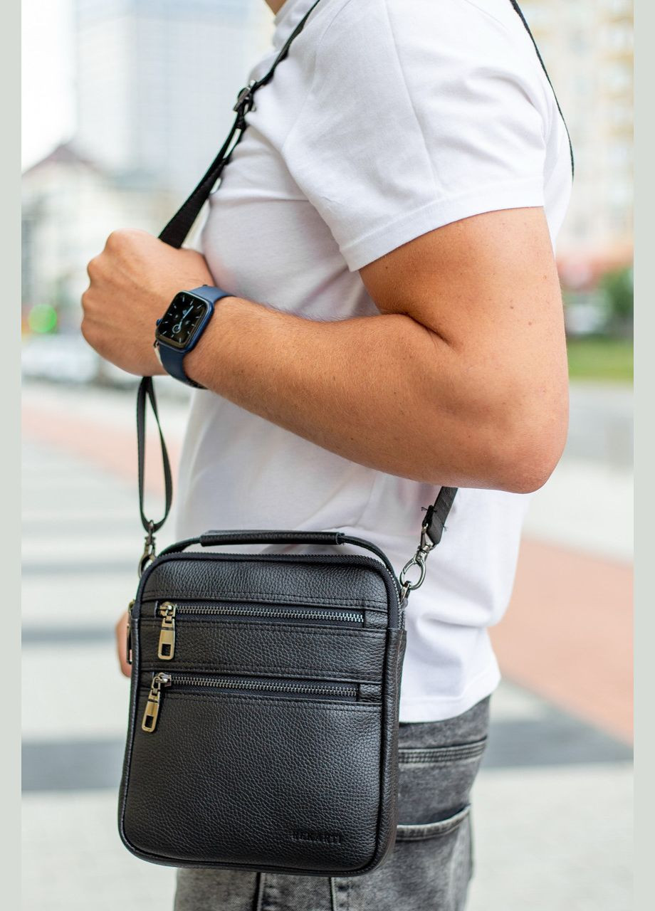 Шкіряна чоловіча сумка-барсетка через плече чорна BX-14660 Bexhill (338373031)