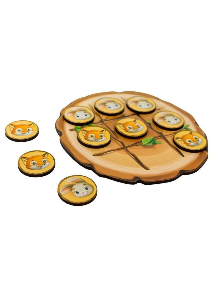 Дерев'яна настільна гра "Хрестики-нулики" (ПСД158) PSD158 зайчик і лисичка Ubumblebees (315812534)