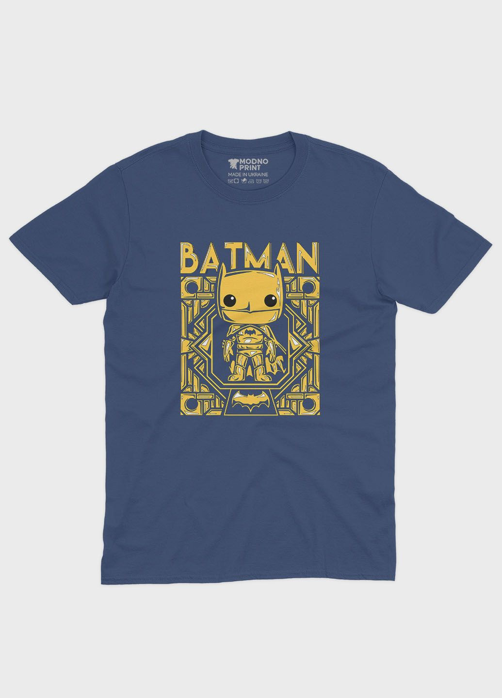 Темно-синяя демисезонная футболка для мальчика с принтом супергероя - бэтмен (ts001-1-nav-006-003-004-b) Modno