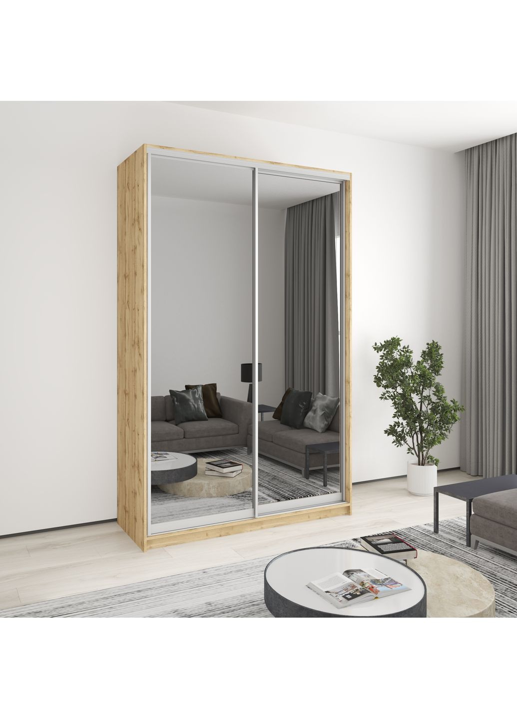 Шкаф-купе двухдверный Стандарт AL 2 Зеркала 150x45x240 см (MBS-3848) MebelStar (359449172)