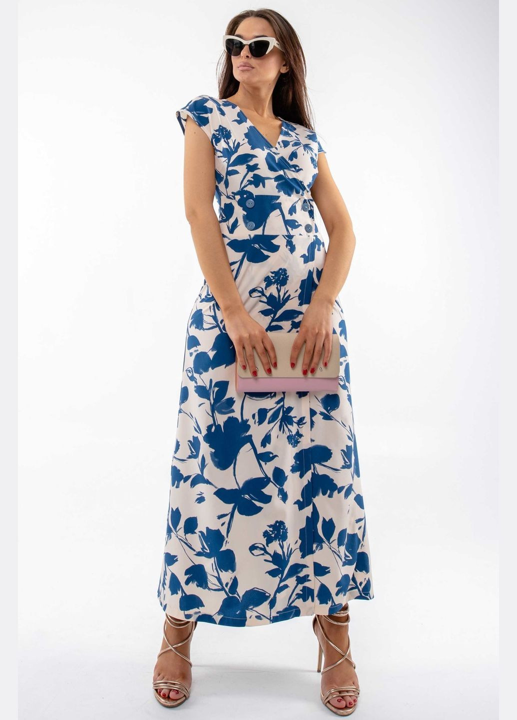 Молочное повседневный женское платье с запахом и углубленной v-горловиной (вл 1220) RiMari