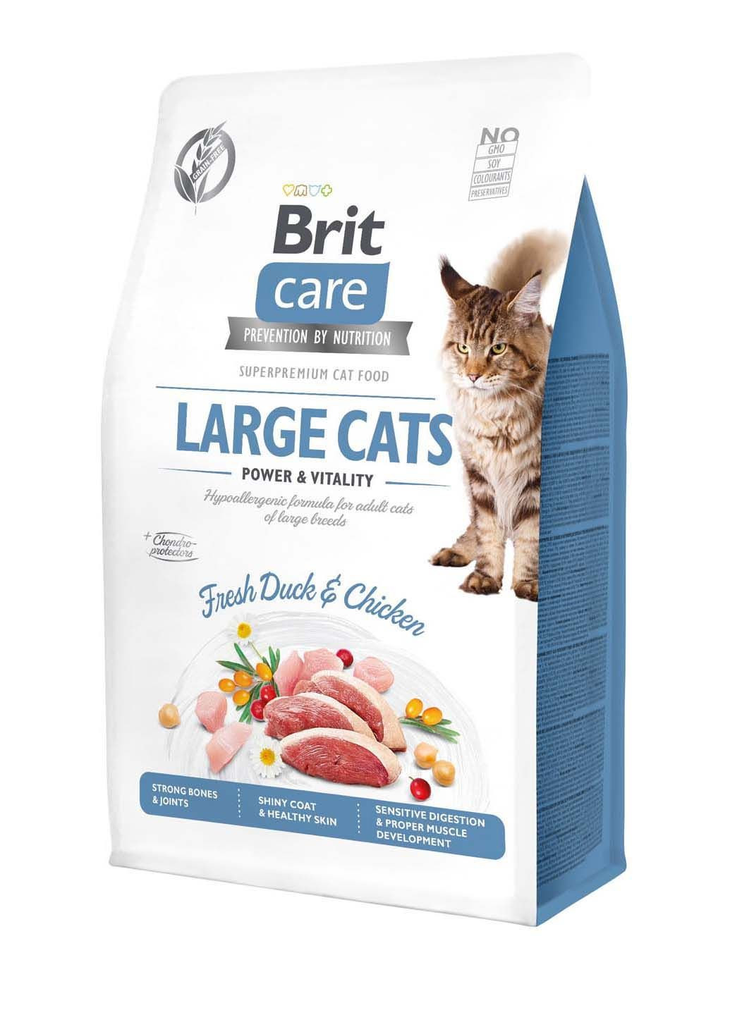 Сухий корм для кішок великих порід Cat GF Large cats Power & Vitality з качкою та куркою 0.4 кг Brit Care (286472553)