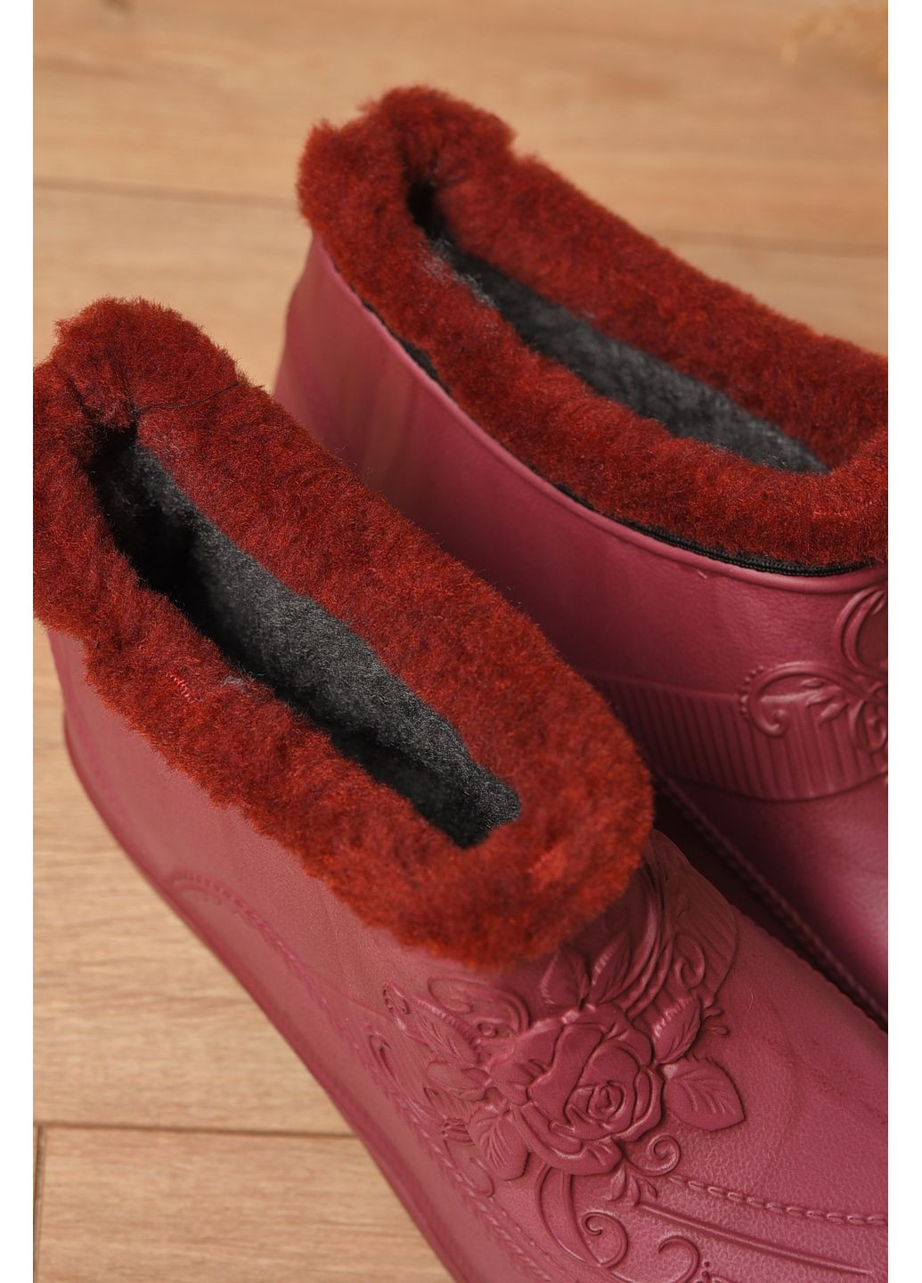 Калоші жіночі на хутрі бордового кольору Let's Shop (355336117)