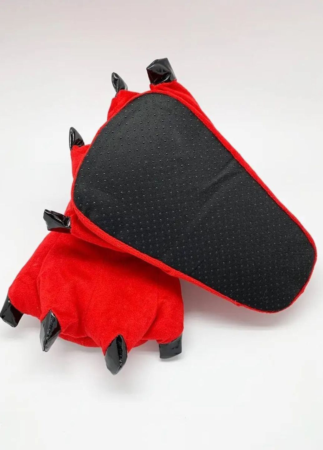 Дитячі плюшеві капці кігурумі лапи червоні з антиковзкою підошвою My Kigu (367082648)