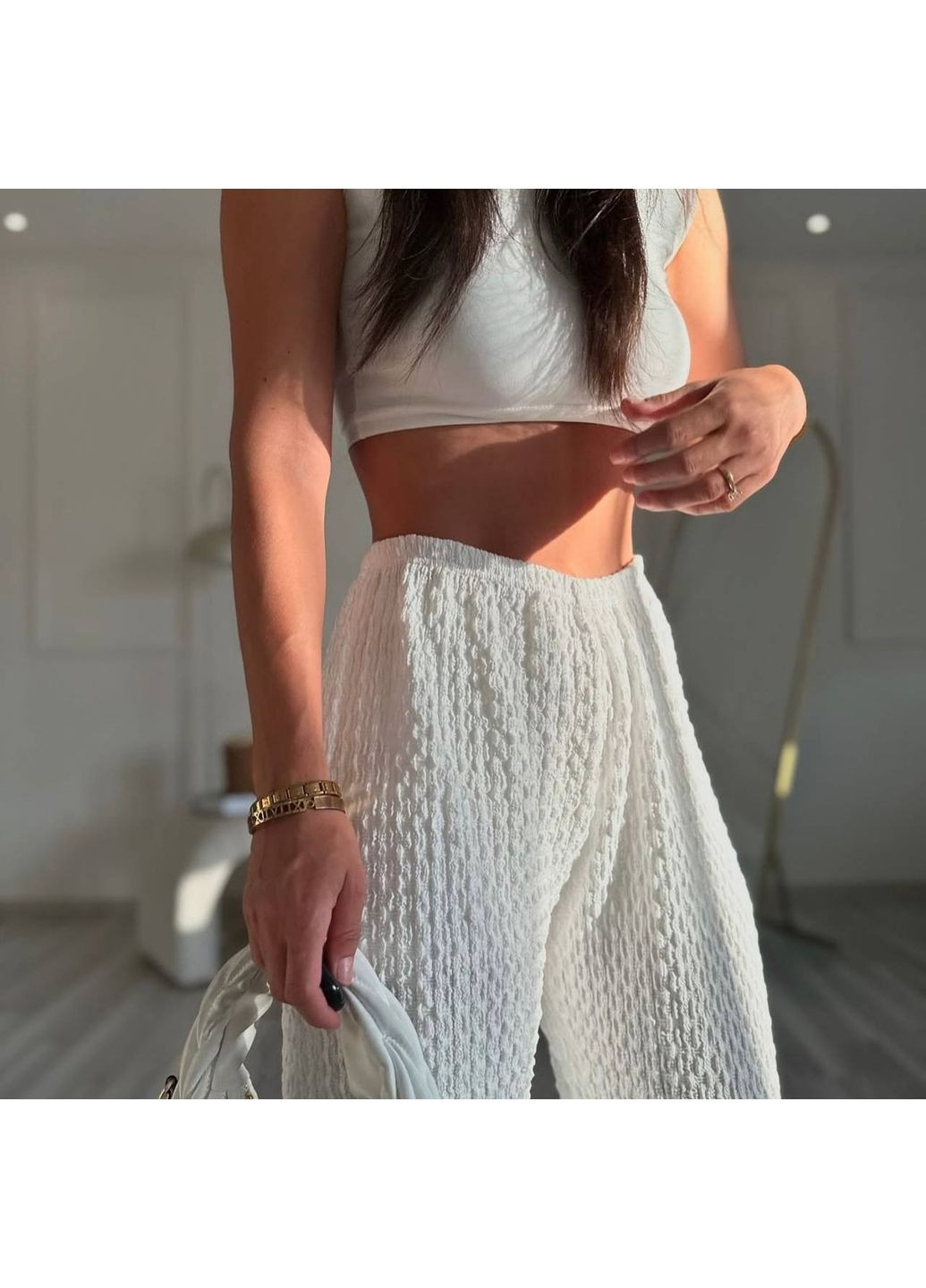 Жіночі літні штани з жатої тканини Україна (349817875)