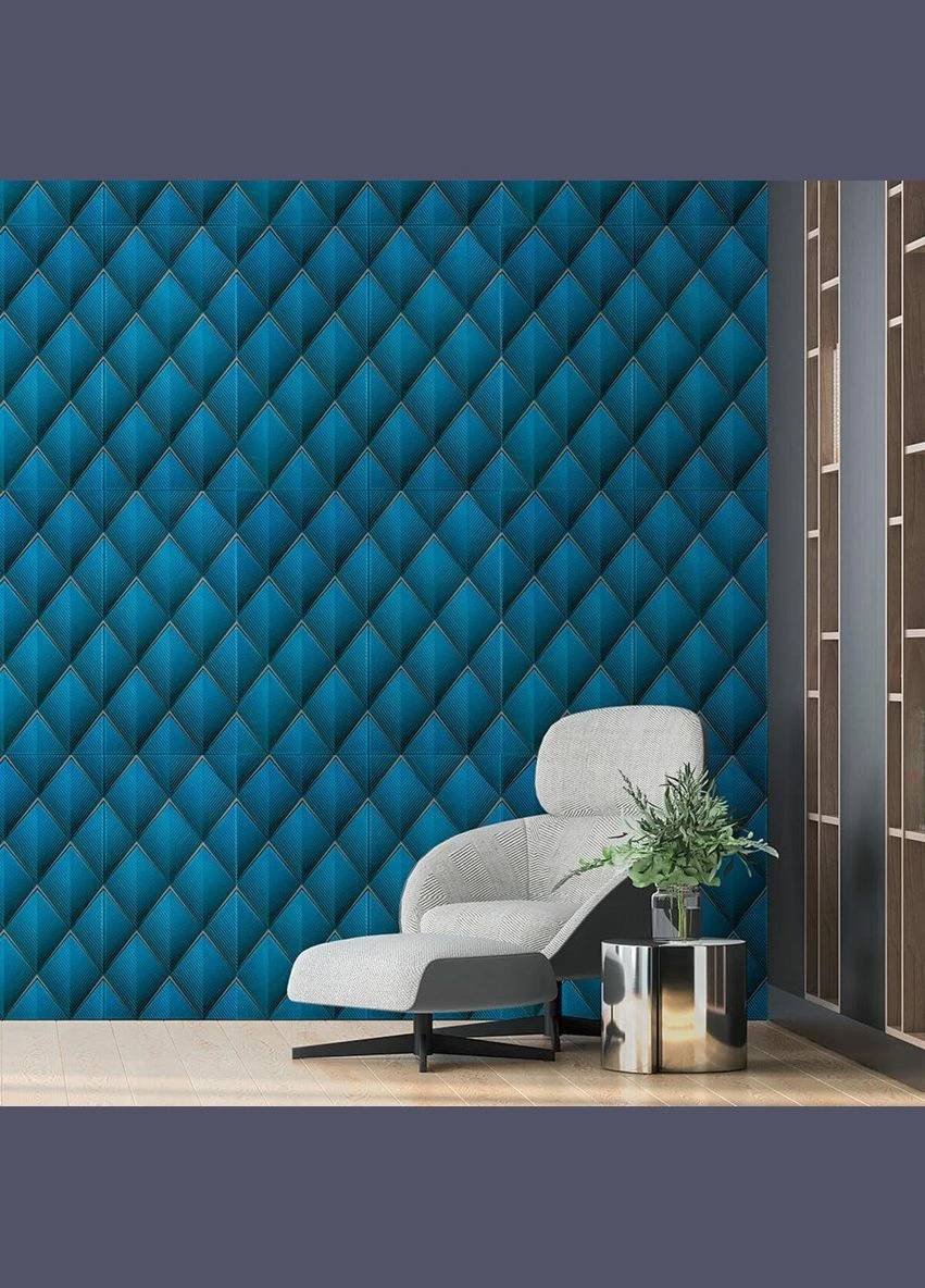 Панель стеновая 3D 700х700х4мм ромбы синие (D) SW-00001985 Sticker Wall (322169154)