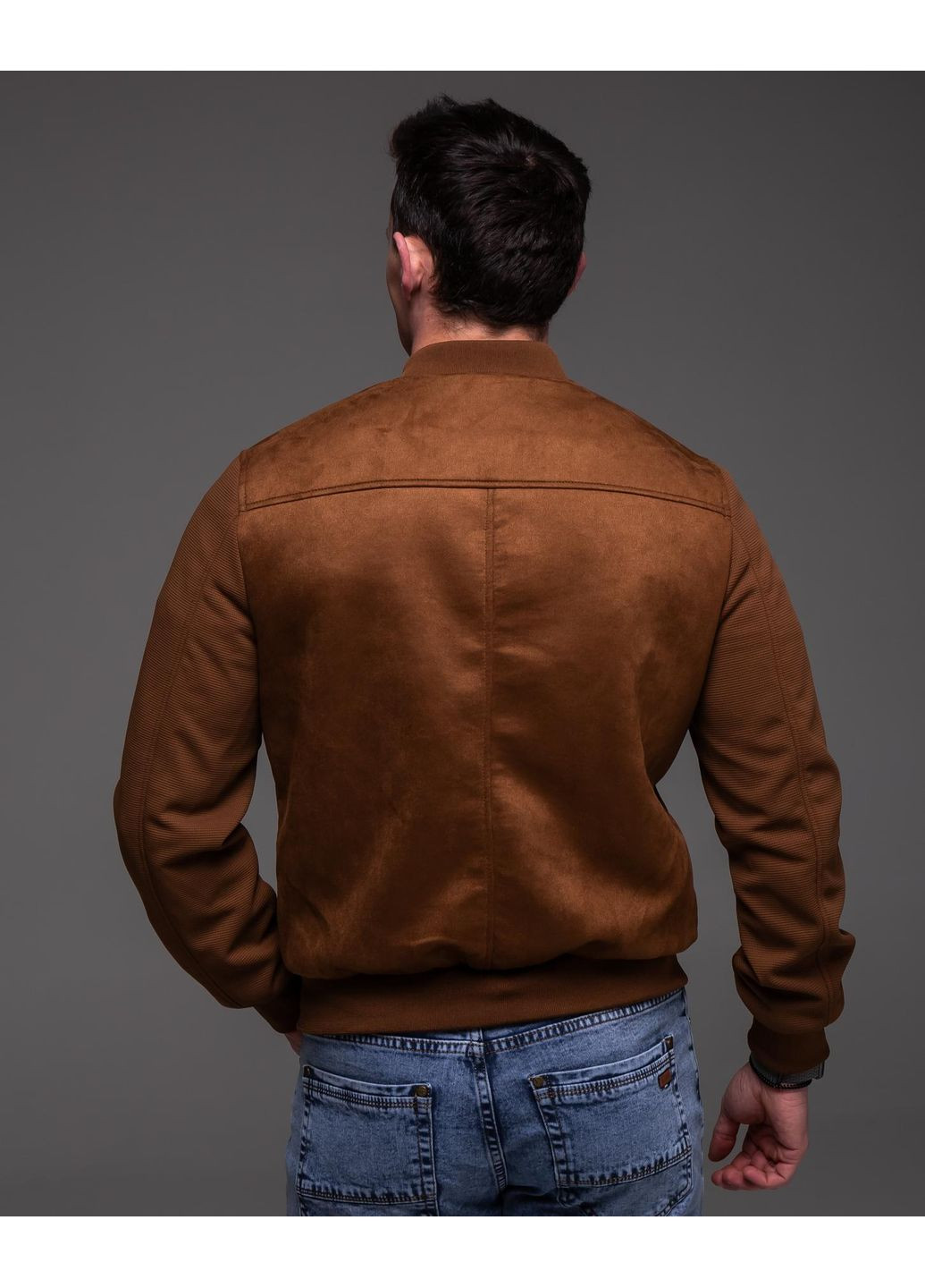 Коричнева демісезонна куртка-бомбер чоловіча демісезонна No Brand