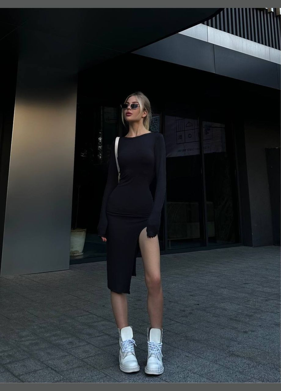 Чорна кежуал сукня INLABEL однотонна