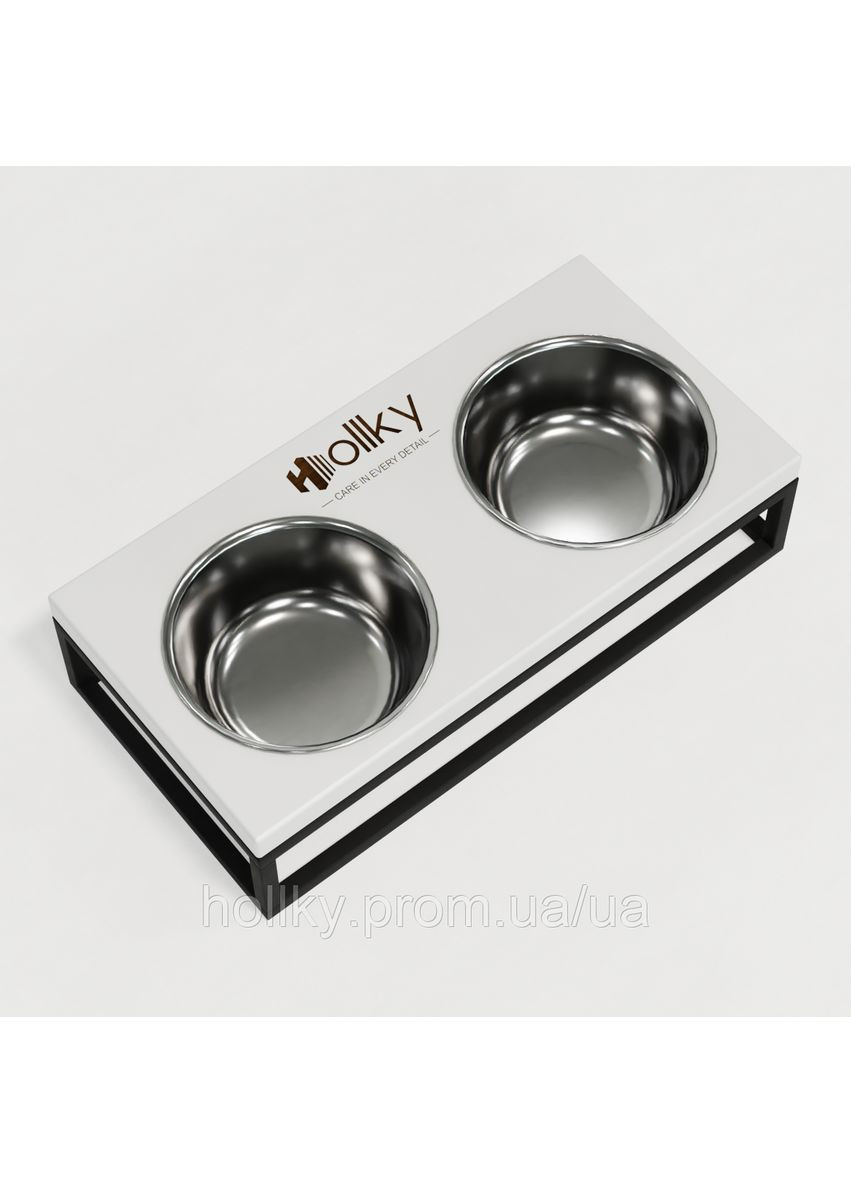 Миски на подставке для маленьких собак и кошек Base S (2×0,45 л) BS-36187-BLWH Hollky (365652731)