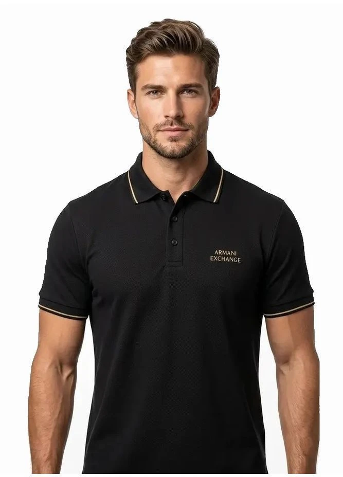 Черная футболка-поло мужское для мужчин Armani Exchange с логотипом