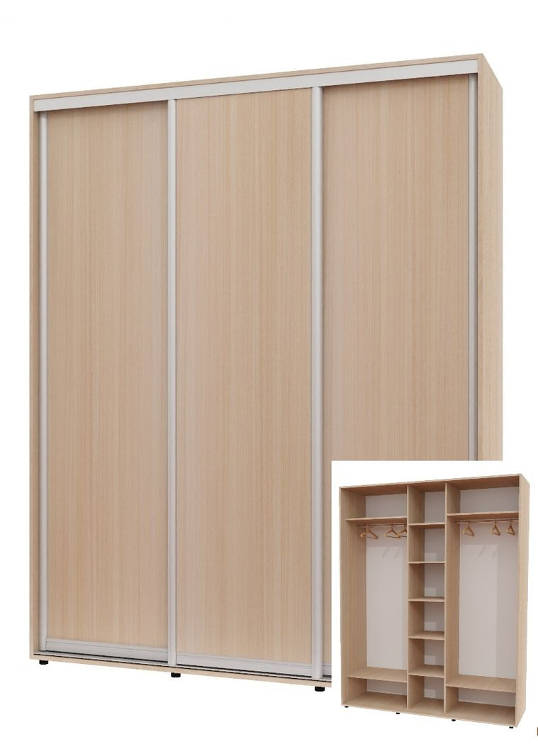 Шафа-купе тридверна 200*60*230 см Дуб молочний 3 двері ДСП ШК-04 Алекса (360471738)