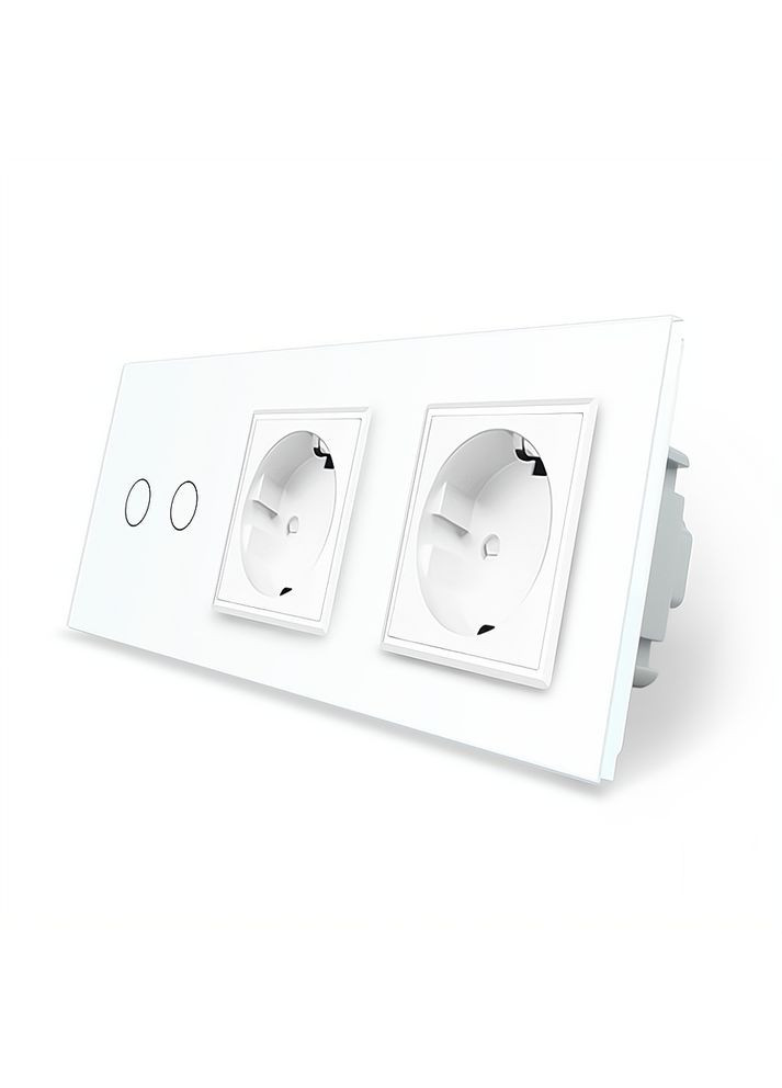 Умный сенсорный ZigBee выключатель 2 сенсора 2 розетки стекло (VL-C702Z/C7C2EU-11) Livolo (370985106)