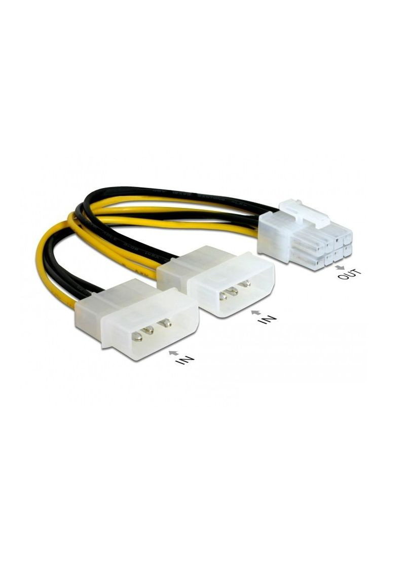 Кабель живлення внутрішній PCIePower 8p MoleXx2 M/M (тато/тато) 0.15m AWG18 Y кабель Delock (369645900)