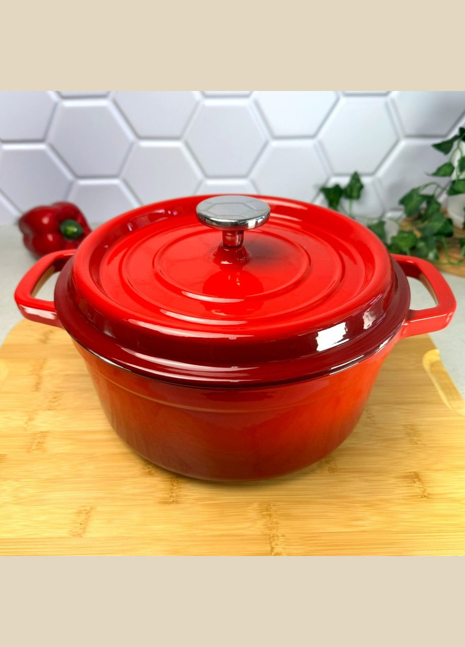 Чугунная кастрюля 4.8 л Красная Essen для всех плит с чугунной крышкой Ringel (303211585)
