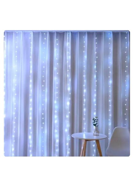 Світлодіодна гірлянда штора на вікно новорічна гірлянда на штори, Холодний білий, 3 на 3 м (3х3), 300 LED + Пульт, LED LIGHT No Brand (306621175)