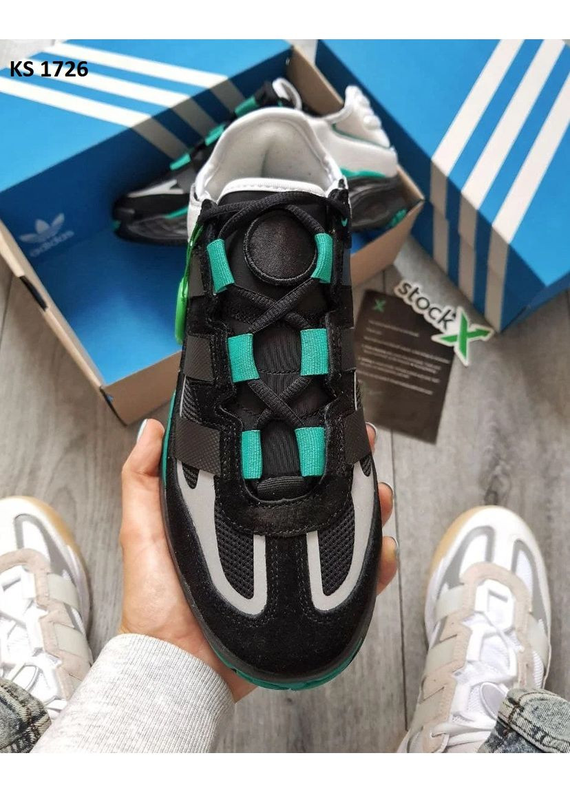 Чорні кросівки чоловічі adidas niteball black green адідас найтбол чорні демісезон No Brand