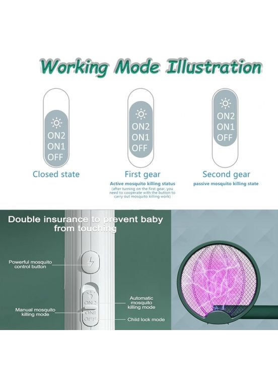 Электрическая мухобойка 3 в 1 с УФ-лампой для насекомых ProDobro (365440418)
