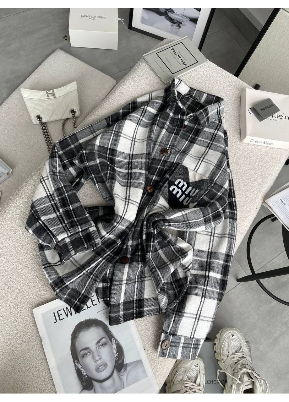 Кашемірова сорочка оверсайз в клітинку MonCher (365065822)