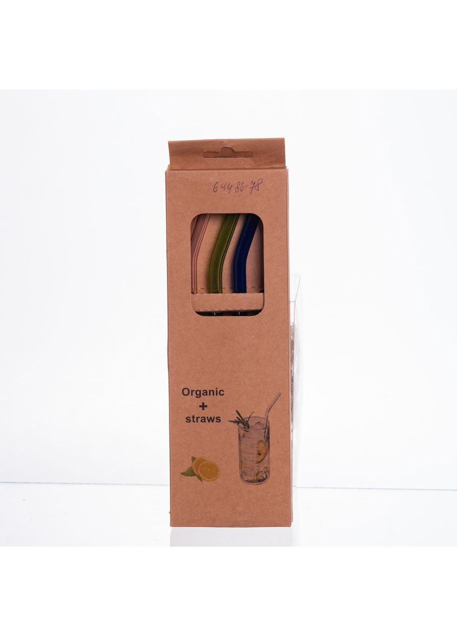 Набір скляних соломинок із щіточкою, багаторазові трубочки для коктейлів напоїв (3+1) 64486-78 Yiwu (371787462)