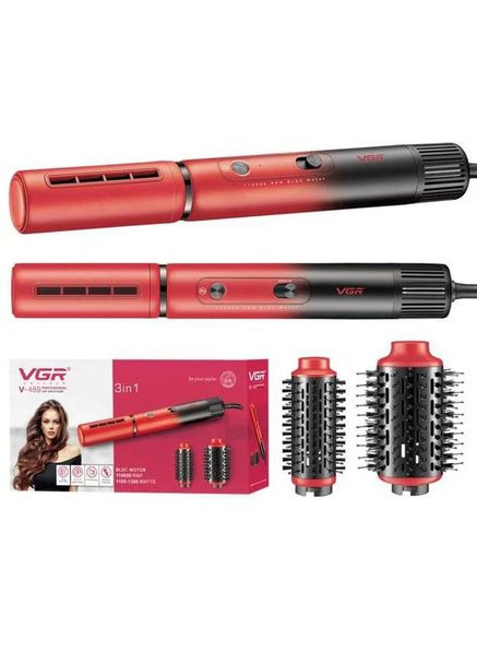 Электрическая фен-щетка V-489 стайлер для укладки волос 1300 Вт. UD-329 Цвет: красный VGR (366238832)