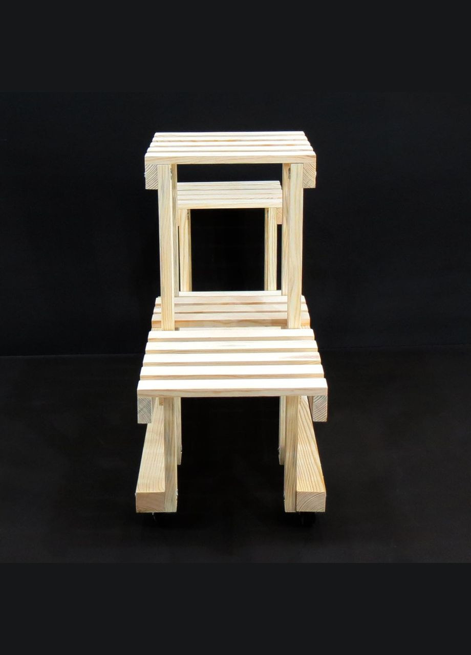 Подставка для цветов из дерева Макон на колёсиках бланже (ЦВТ-106601) No Brand (328227969)