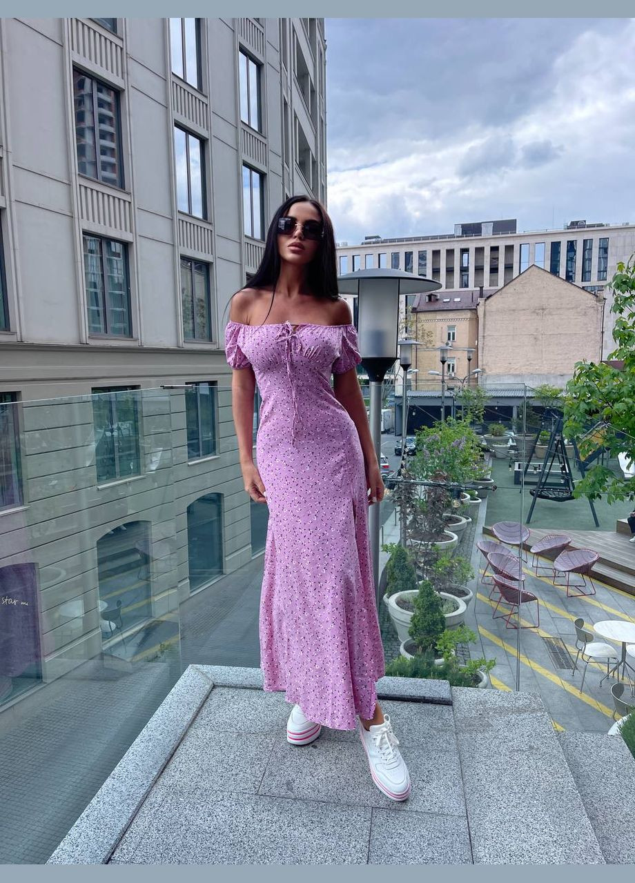 Розовое повседневный женское платье No Brand с цветочным принтом