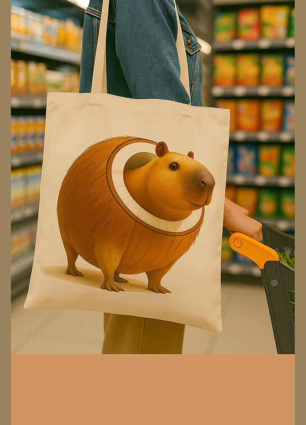 Шопер дитячий з принтом кокосо-капібарі — аксесуар для школи, відпочинку та прогулянок Італійський мем Shantou (335976871)