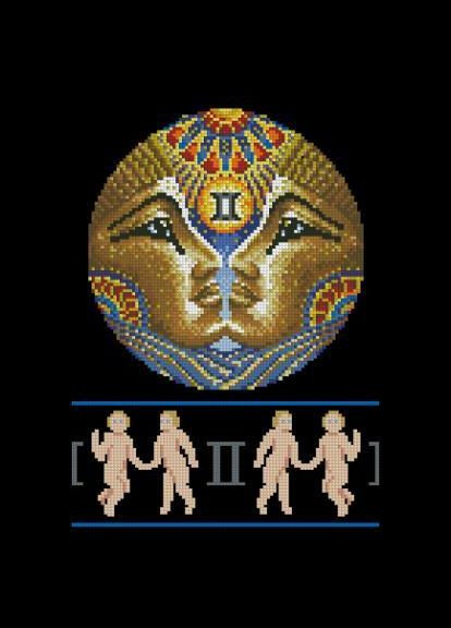 Набір для вишивання хрестиком. Розмір: 22*16 см Зодіак-Близнюки Лоскуток (315362219)