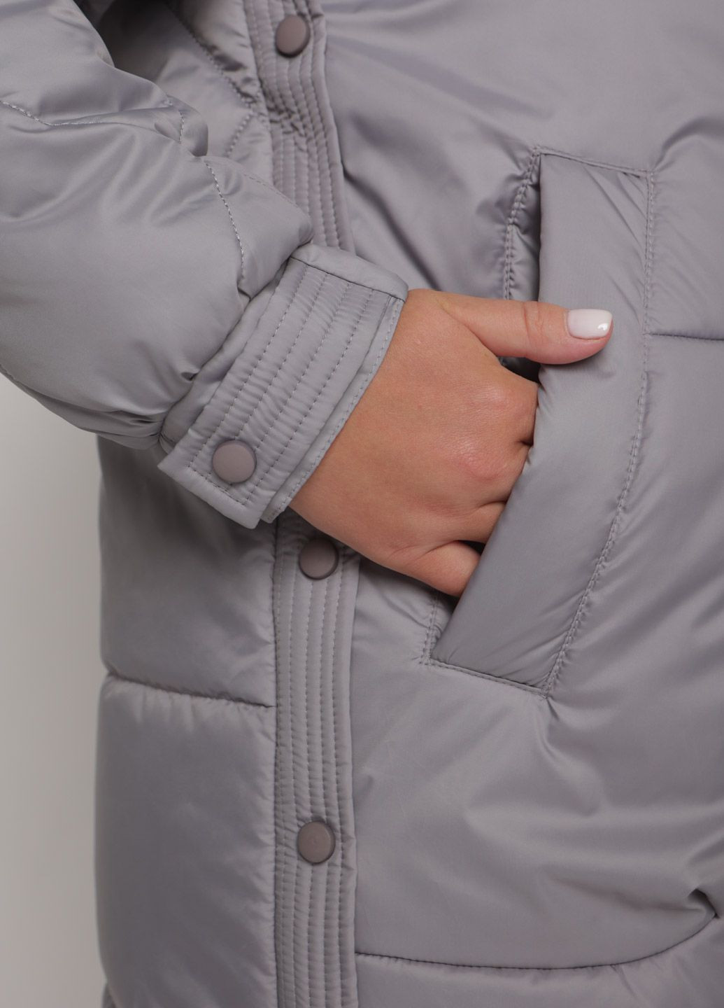 Сіра зимня парка зимова жіноча великого розміру SK