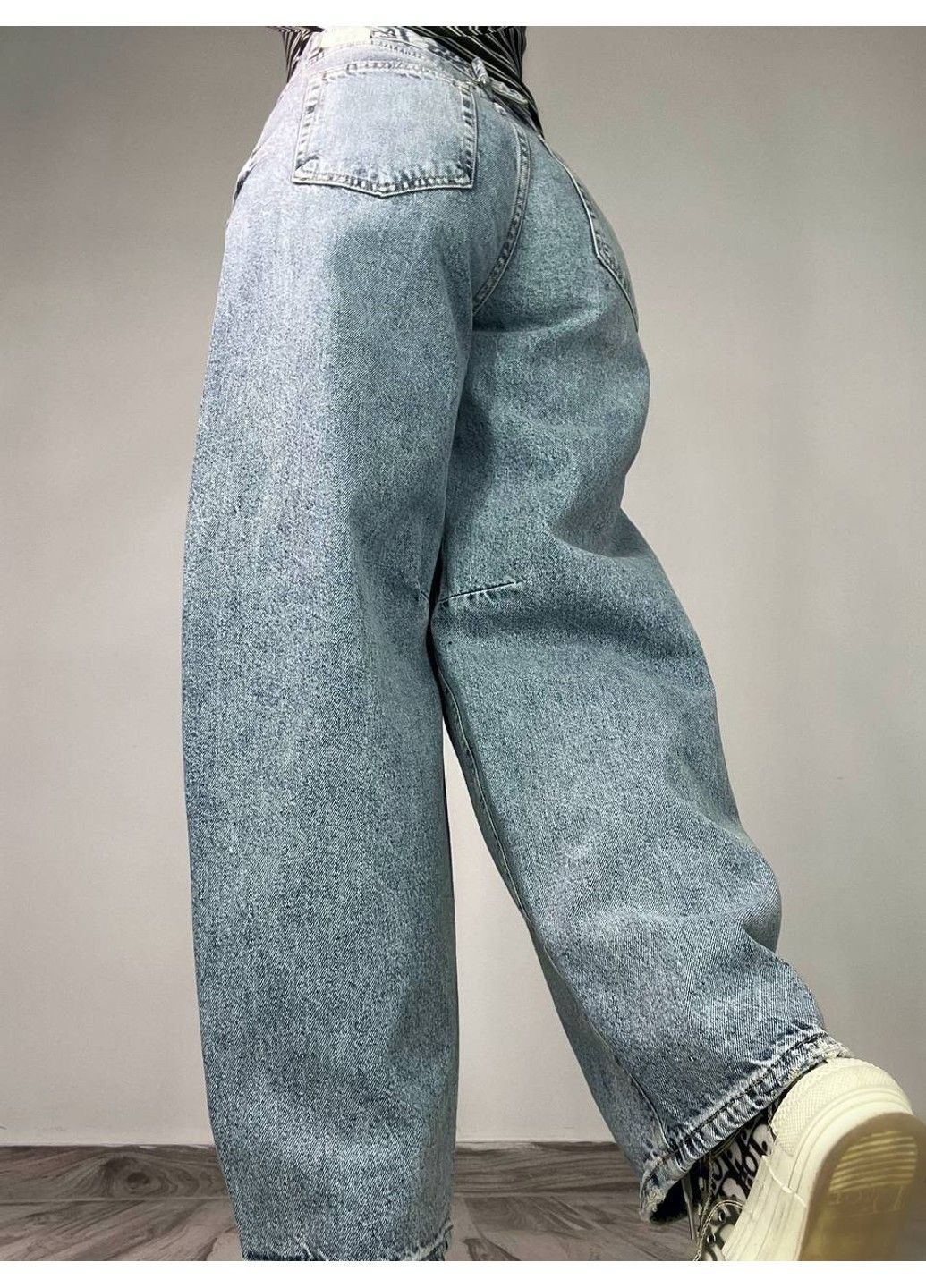 Джинси жіночі 3140 skater balon широкі банани затяжка на талії блакитні Its Basic - (322563575)