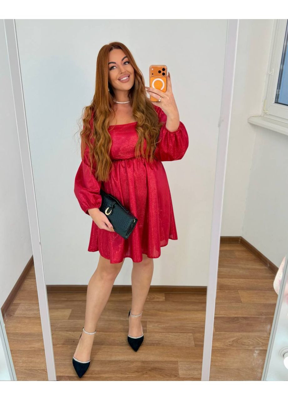 Красное вечернее платье из ткани соты глитер — замер в описании GD/GL Модний простір однотонное