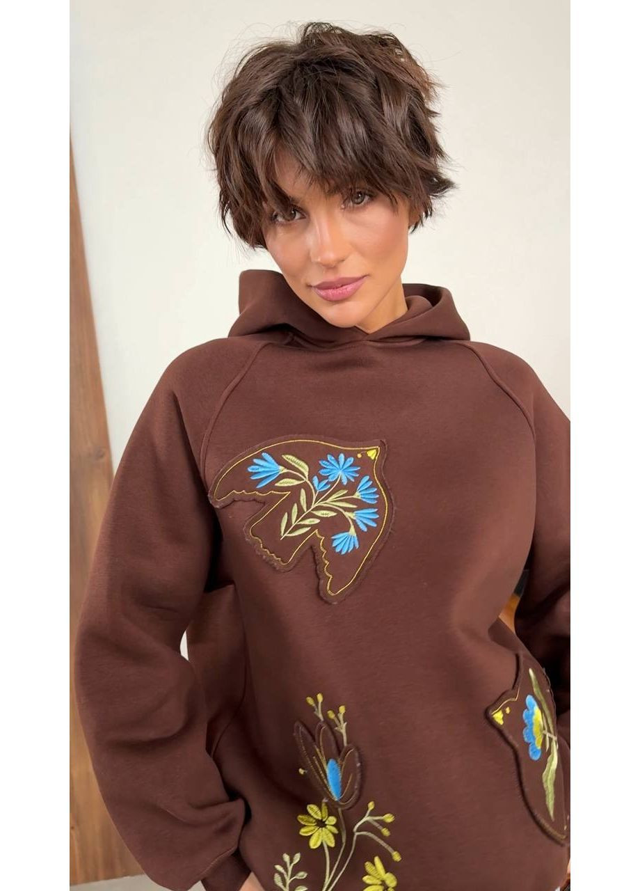 Женские худые с вышивкой на флисе "Птичка" No Brand (367254556)