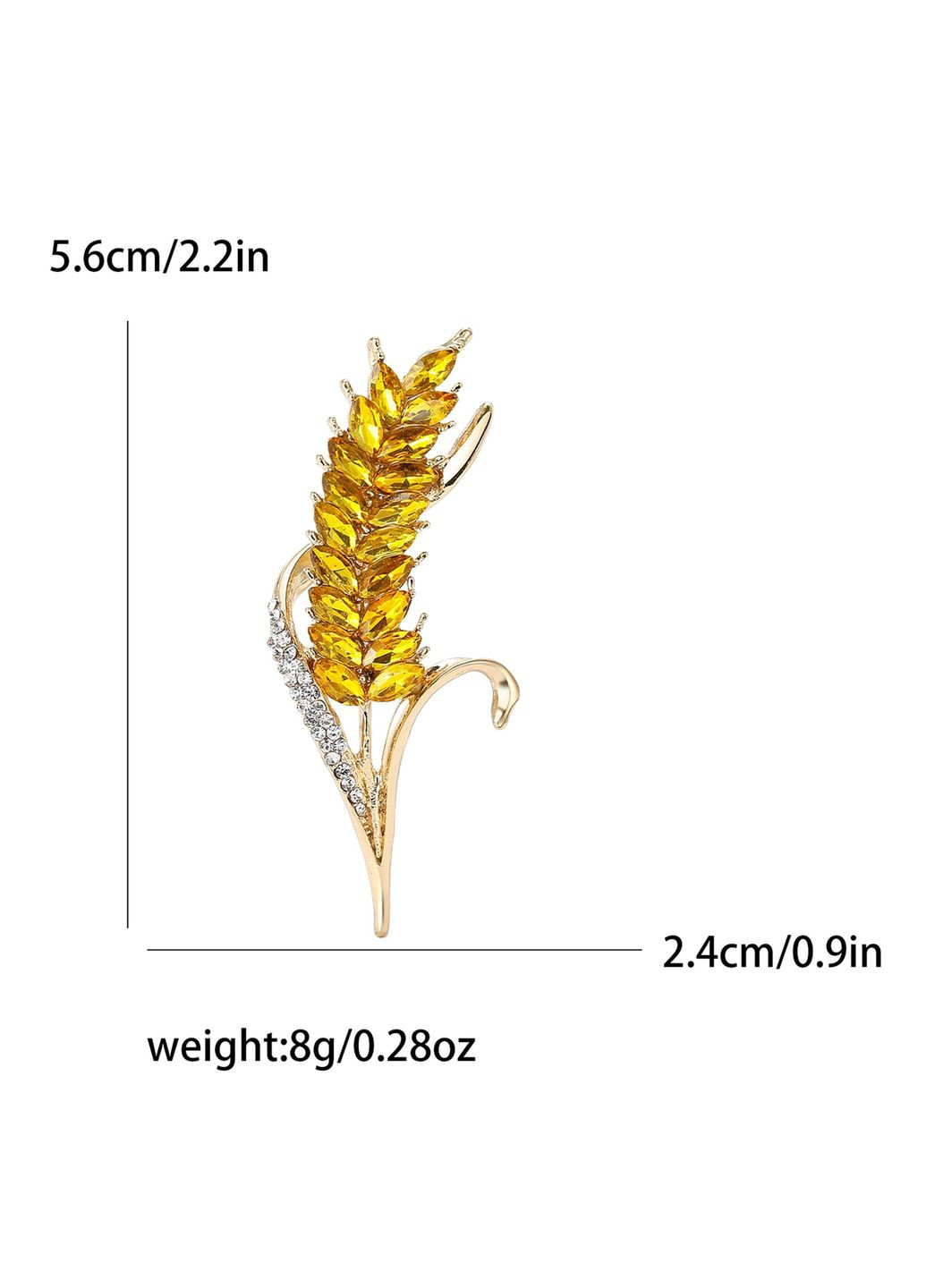 Брошка булавка колосок пшеницы со стразами Желтая, брошь SHE (295552463)