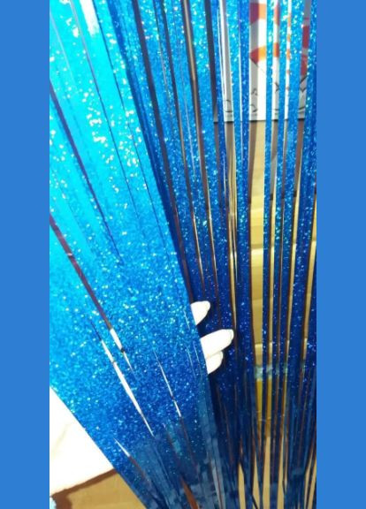 Фотозона штора дождик новогодний с голограммой 2 м на 1 м синий Jannet Дощик (316384011)