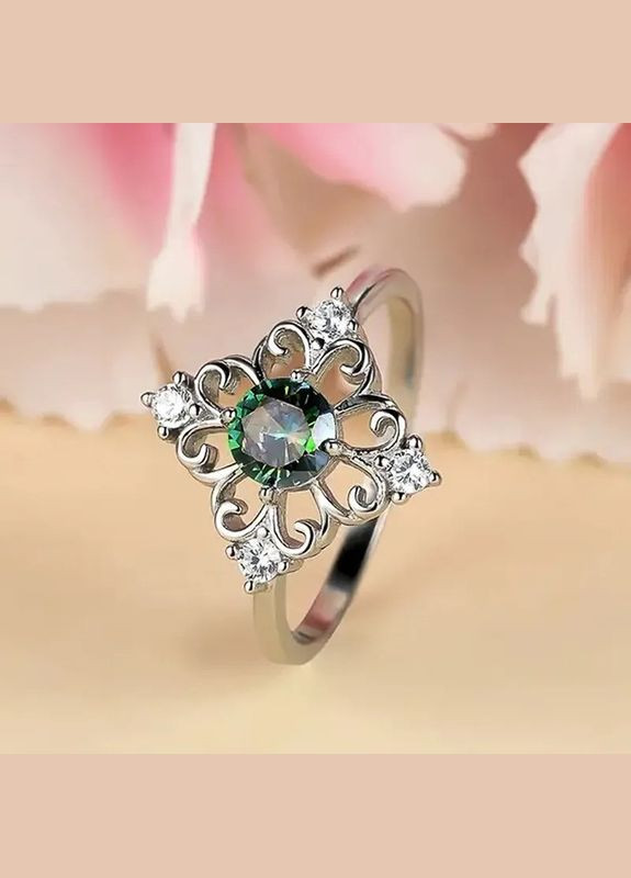 Романтическое кольцо для женщин полый узор с блестящим радужным кубическим цирконием кольцо женское р. 18 Fashion Jewelry (285110559)