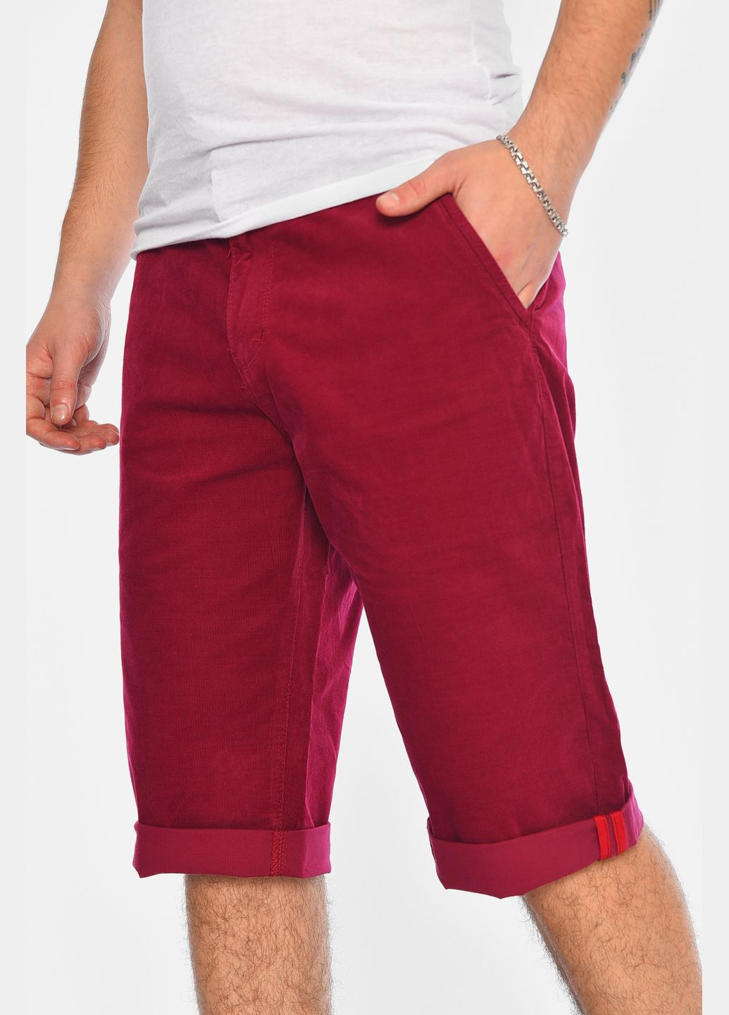 Бриджи мужские микровельветовые бордового цвета Let's Shop (315509101)