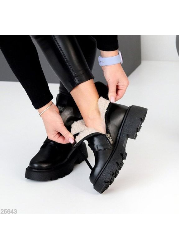 Зимние зимние кожаные ботинки, зимние ботинки кожаные, кожаные ботинки на зиму код 25643 берцы Garti с логотипом, без декора