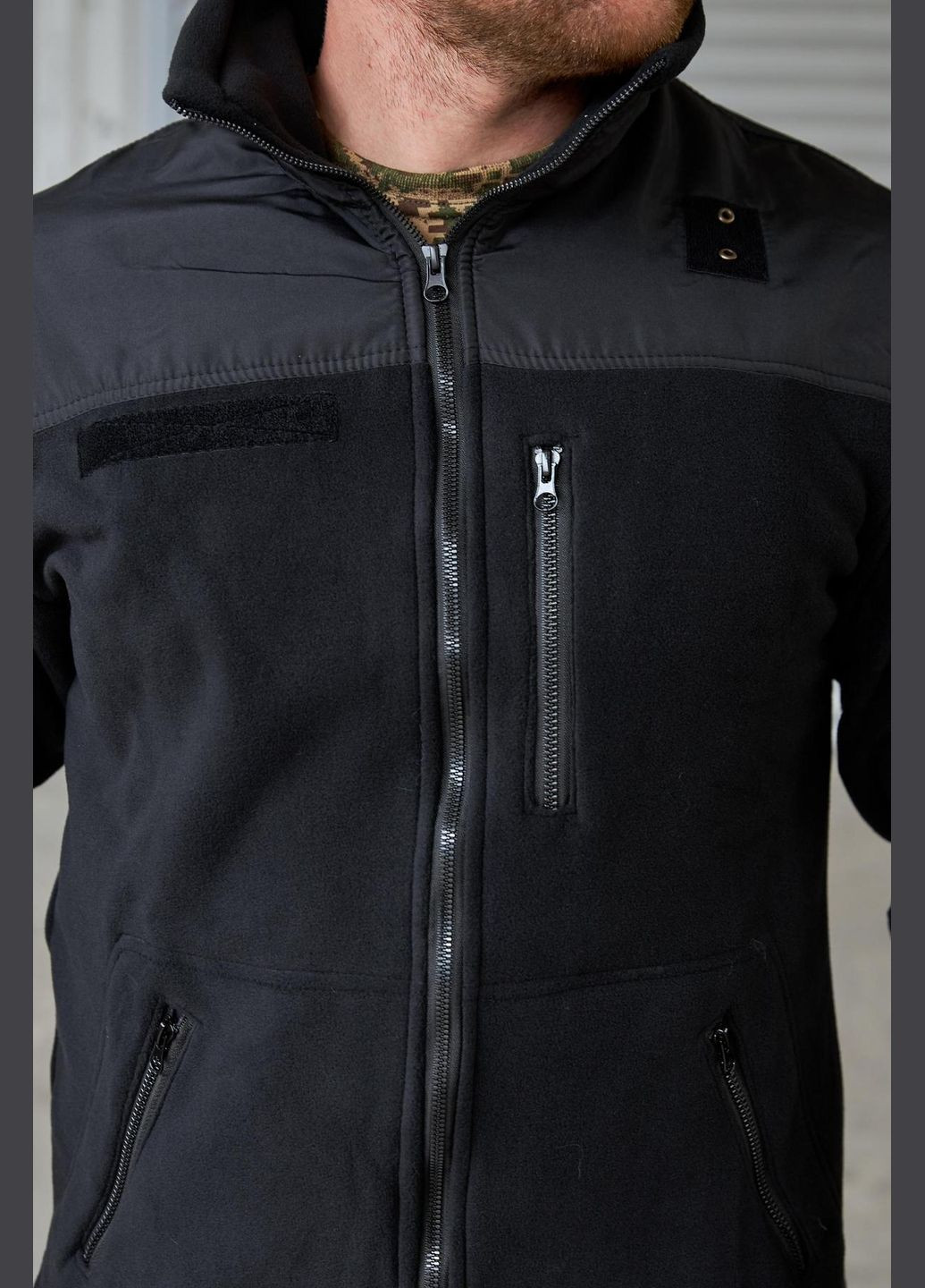 Чорна флісова кофта для поліції або охорона UA (303126424)