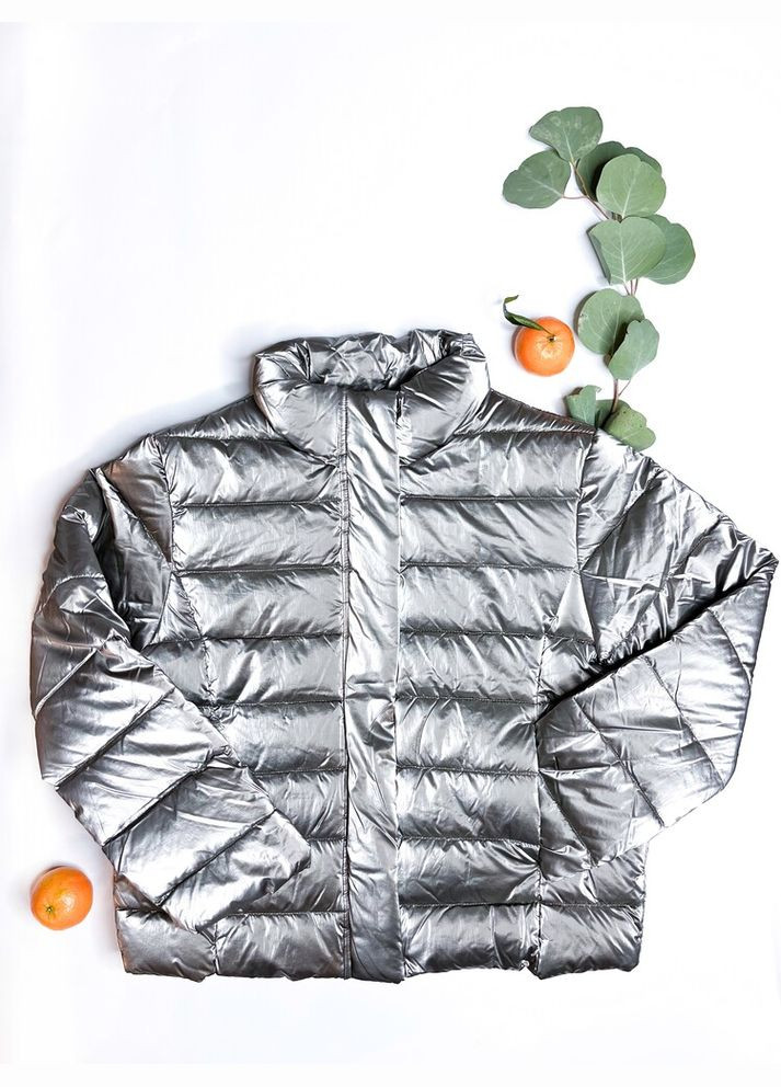 Серебряная демисезонная куртка 122 см серебряный артикул л168 Zara