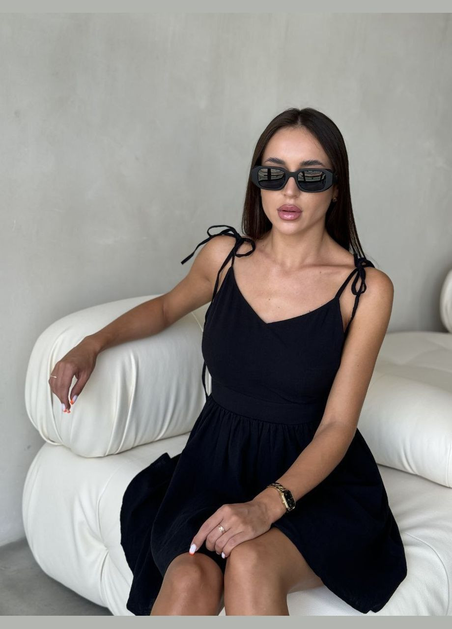 Чорна повсякденний легкий жіночий сарафан з відкритою спиною Adelante однотонна