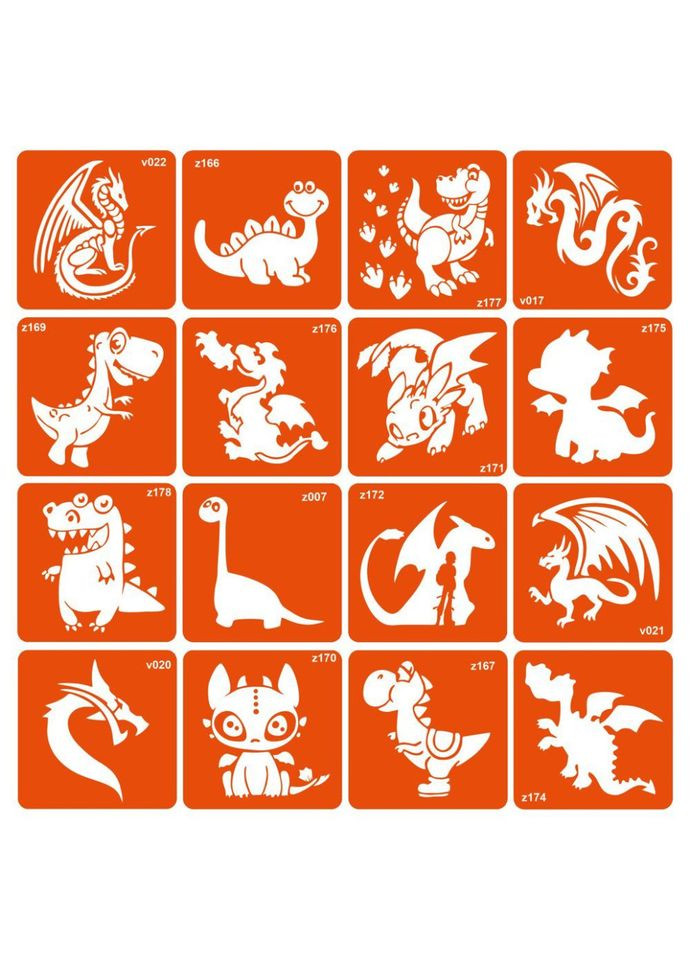 Набор трафаретов для биотата "Dinosaurs" dinosaurs-16 Fresh Tattoo (316268282)