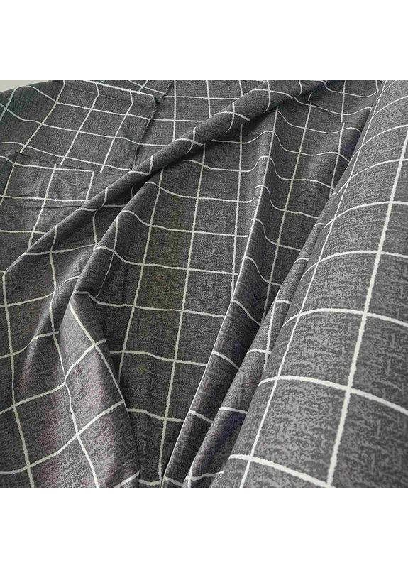 Постільна білизна Сіра клітинка Сатин Двоспальна на резинці 560700-6 MERISET (363131779)